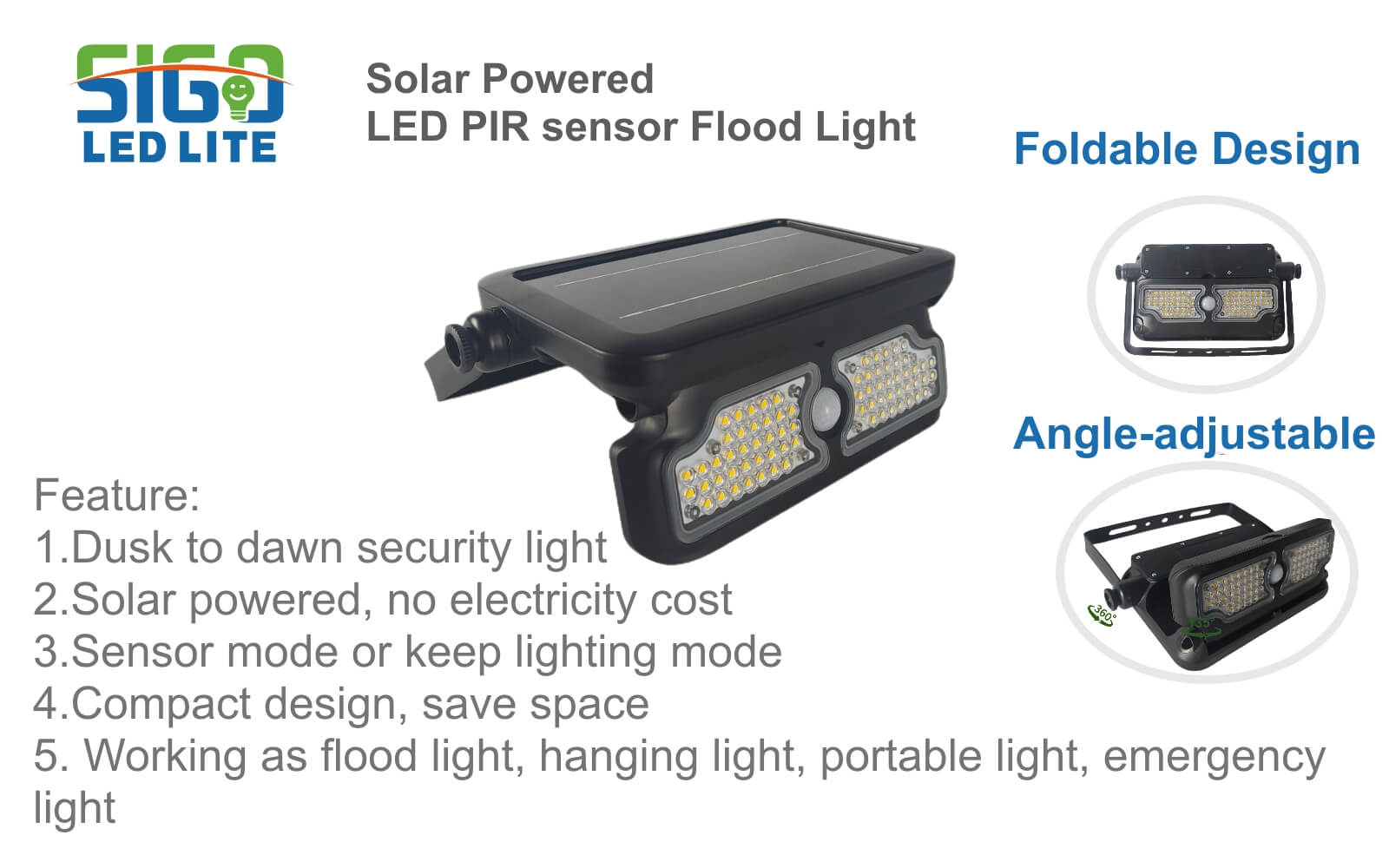 Fábrica de luces de inundación solares con sensor de movimiento